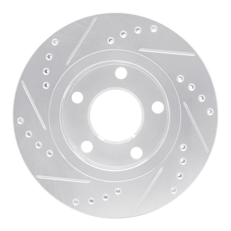 Audi S4 Brake Rotor (1) - Rear Right - R1 Concepts - Drilled & Slotted - Silver - `00-`02